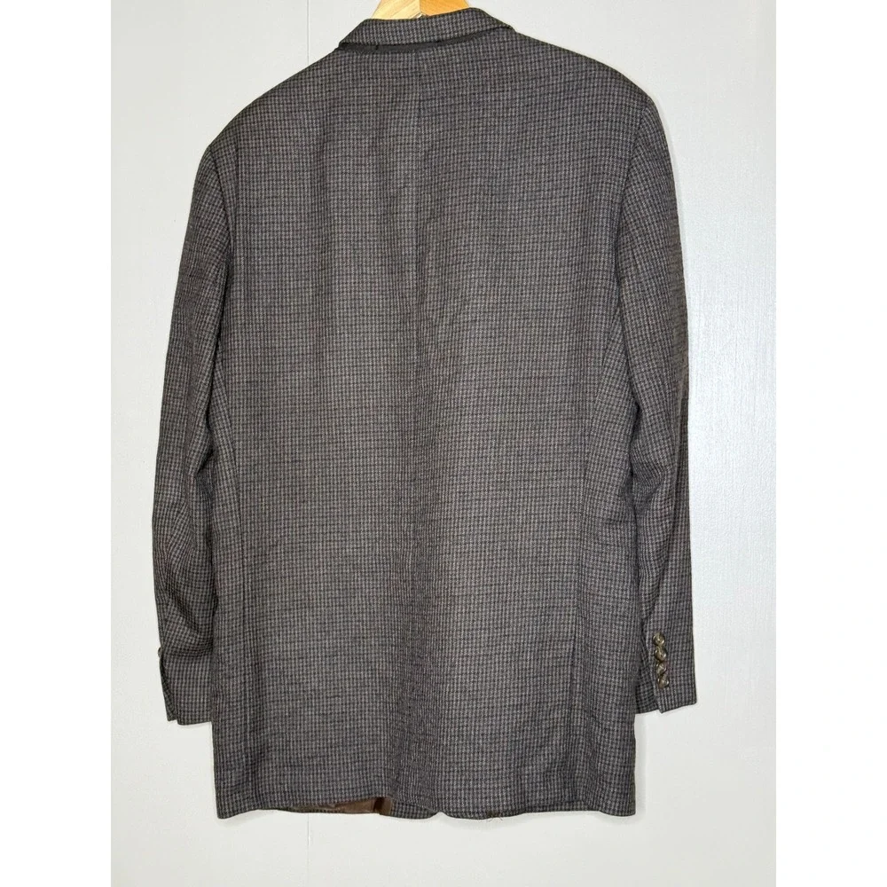 Ralph Lauren Mens Pure New Wool Houndstooth Blazer‎ Sport Coat Brown Grey 42R